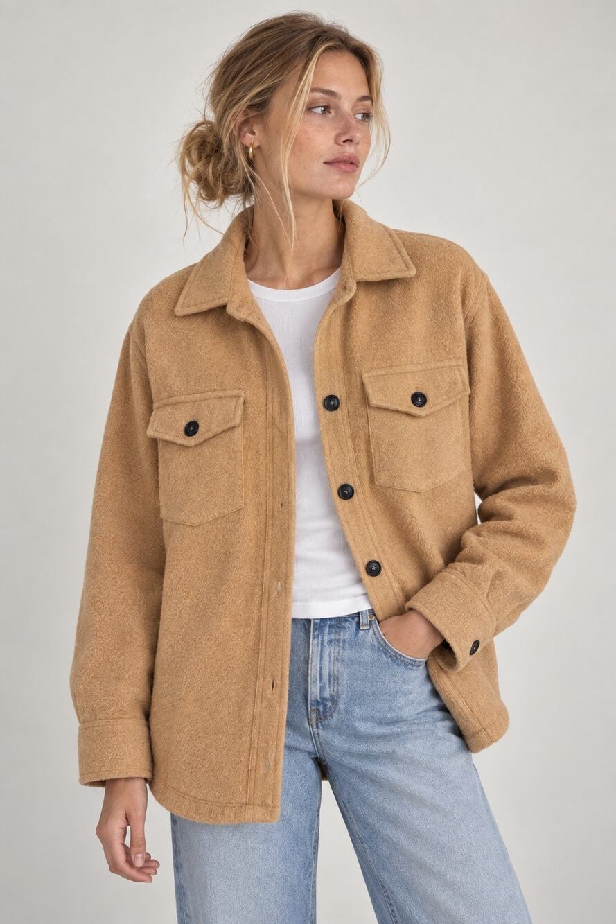 Thread & Supply Camel Tan Lined Shacket Shirt Jacket Size M